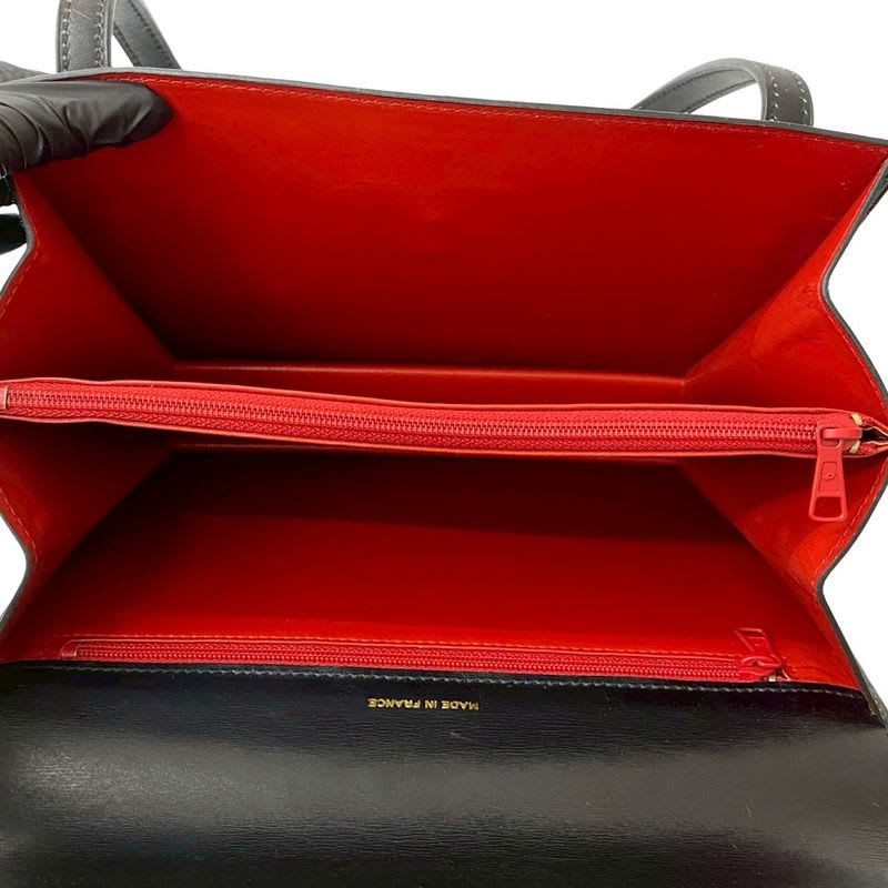 Celine Vintage Circle Logo Hardware Calf Leather Handbag Mini