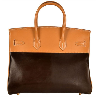 Hermes Birkin 35 Handbag Amazonia Vache □C Engraved Dark Brown Gold Hardware