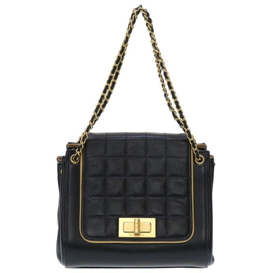 Chanel 255 Chocobar Lambskin Black Gold Hardware Shoulder Bag 0023
