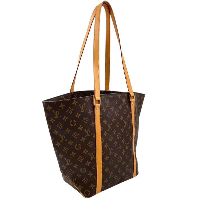 Louis Vuitton Sac Shopping Monogram Leather X PVC Brown Tote Bag Gold M51108