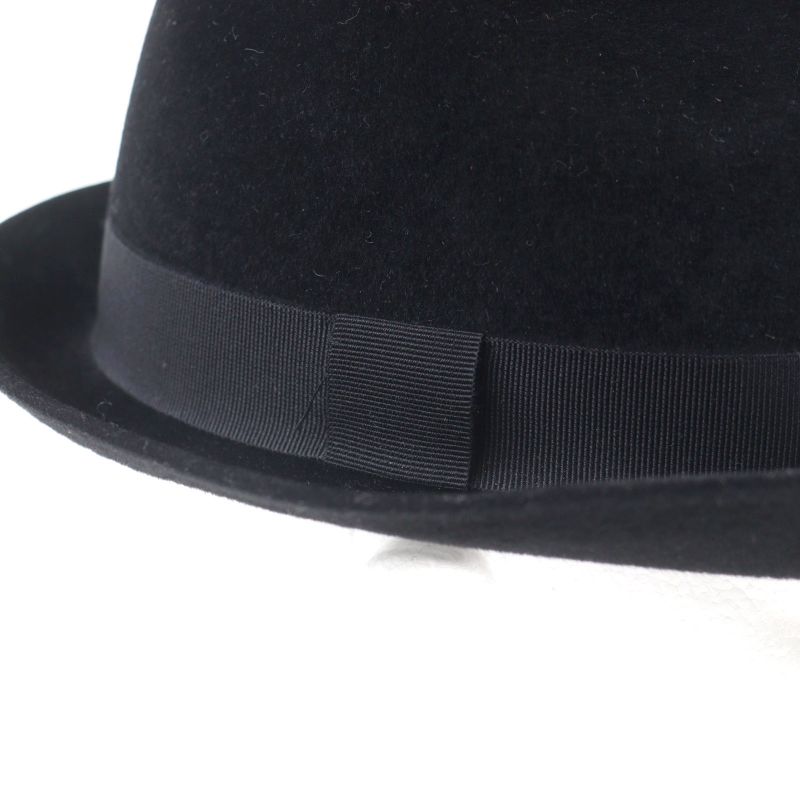 Hermes 100% Wool Hat With Ribbon Black 58 Men's Recommende
