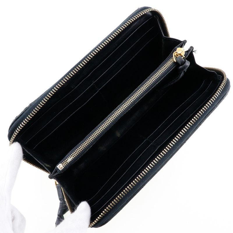 Bottega Veneta Bottega Veneta Round Zipper Intrecciato 11476 Leather Black