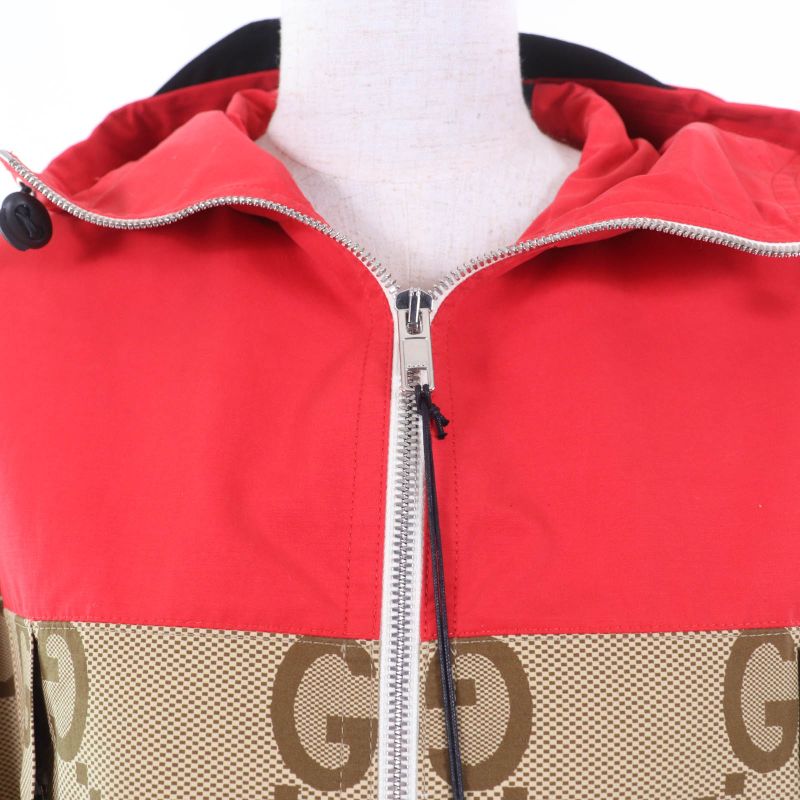 Gucci 22SS 682981 Tiger 100% Cotton GG Pattern Large Size Coat Red Brown 40