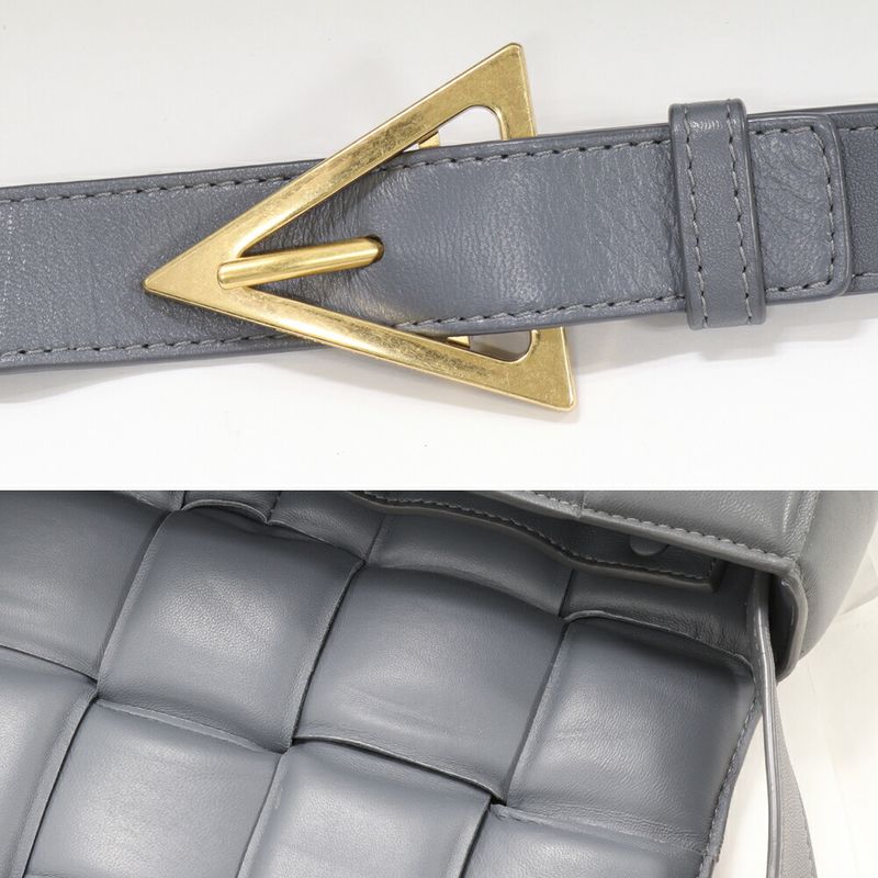 Bottega Veneta Shoulder Bag Small Patted Cassette Lambskin Gray 717506