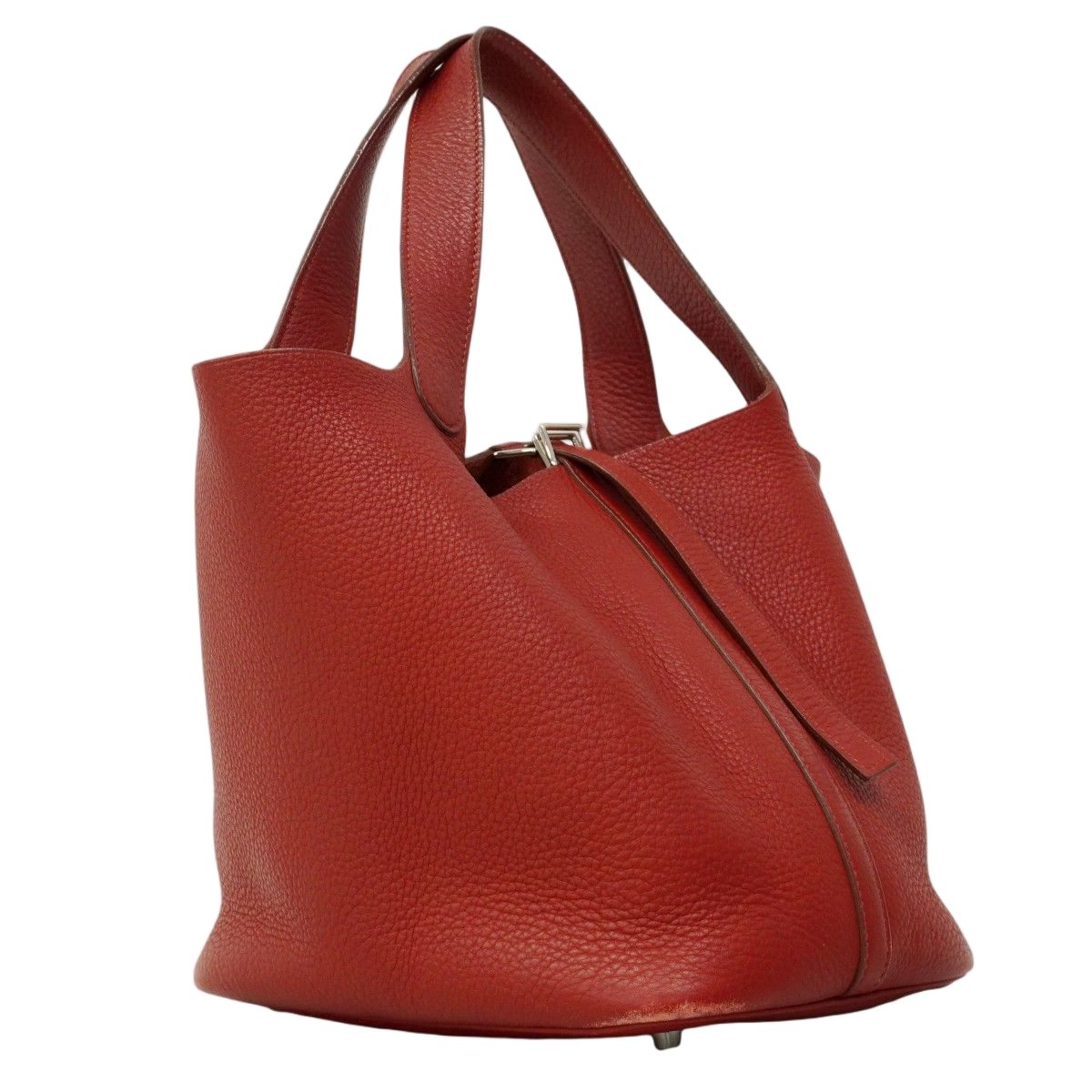Hermes Handbag Picotin MM Taurillon Novijo Rouge Ash Silver — view 2