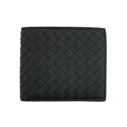 Bottega Veneta Intrecciato Bifold Wallet with Coin Pass Black Calf Leather
