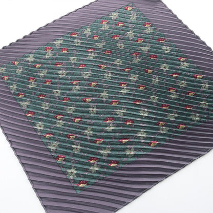 Hermes Scarf Petit Carre Pleated Silk Gray Green Multicolor