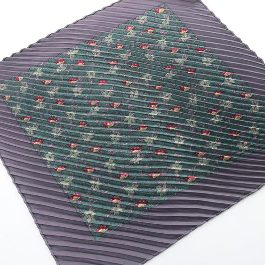 Hermes Scarf Petit Carre Pleated Silk Gray Green Multicolor