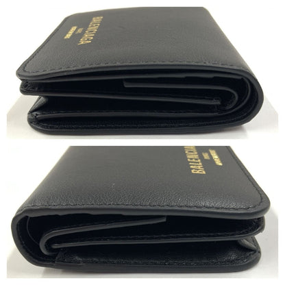 Balenciaga Cash 2.0 Coin & Card Holder Bifold Wallet with Flap Black