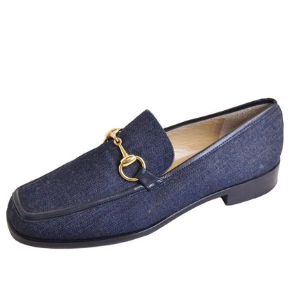 Gucci Vintage Loafers Moccasins Denim Horsebit