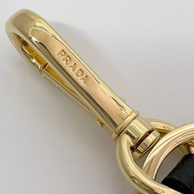 Prada Key Holder Gold Brown Black 1tl125 Never Used Excellent Condition