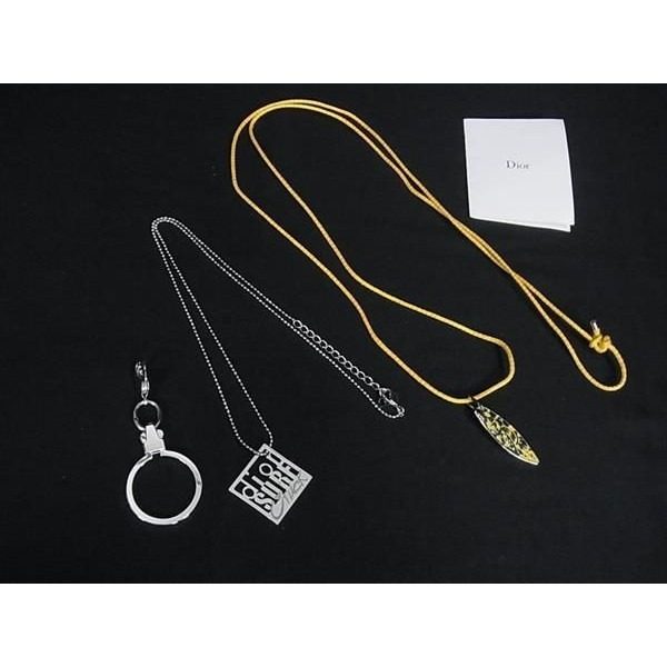 Dior Surf Necklace Key Ring Set Silver Yellow