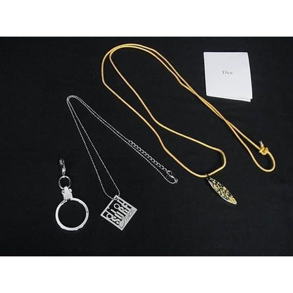 Dior Surf Necklace Key Ring Set Silver Yellow
