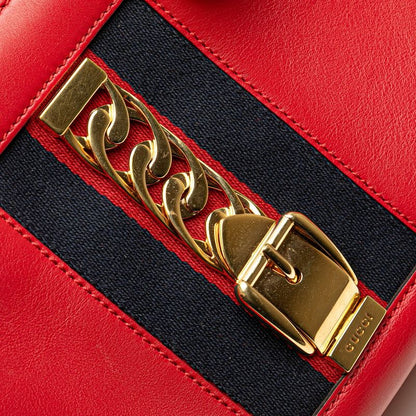 Gucci Sylvie Shoulder Bag Handbag 2WAY 460381 Red Leather Ladies Gucci