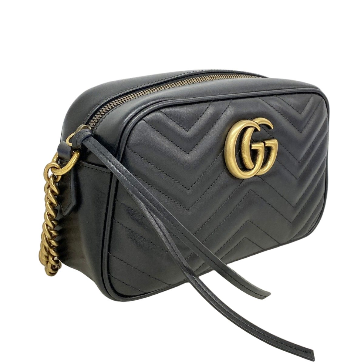 Gucci Shoulder Bag GG Marmont Leather Black Gold — view 2