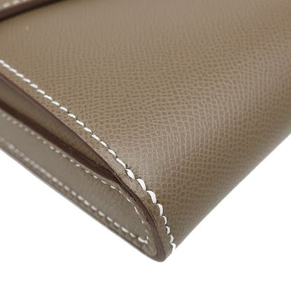 Hermes Long Wallet Charnière Togo Vaumeadam Etoupe Silver Hardware Unused