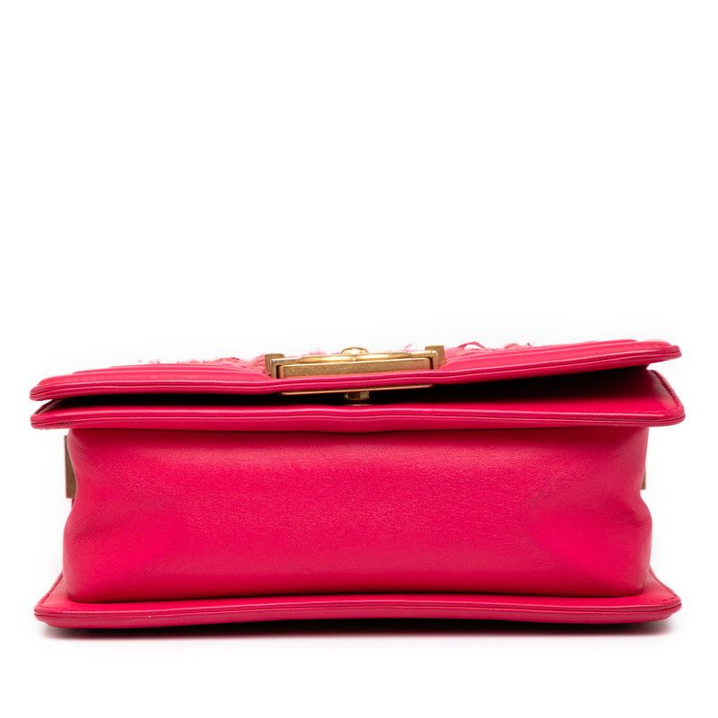 Chanel Boy Chanel 20 Chain Shoulder Bag Pink Tweed Lambskin Ladies Chanel