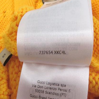 Gucci 737654 100% Cotton Perforated GG Webline Sweater Long Sleeve Knit Yellow