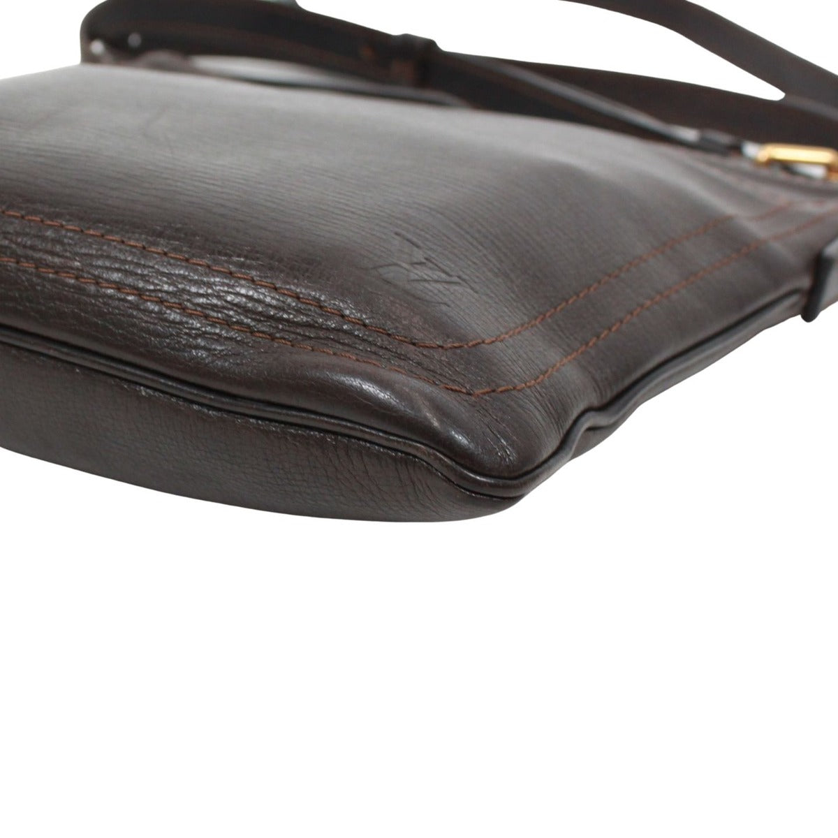 Louis Vuitton Pochette Shauni Utah Cafe Leather Dark Brown Shoulder Bag Gold — view 5