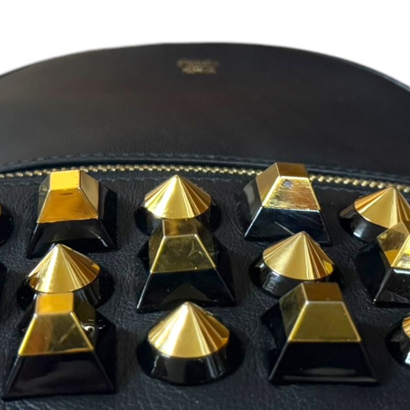 Fendi Bolsavit Dolce Studded Shoulder Bag Leather 8bt281 Black Women's Fendi