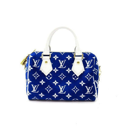 Louis Vuitton Speedy Bandouliere 20 Monogram Jacquard Boston Bag Blue White