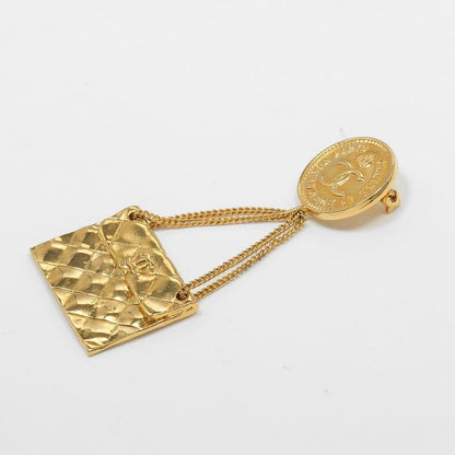 Chanel Bag Motif Matelasse Coco Mark Gold Plated Ladies 19g Brooch