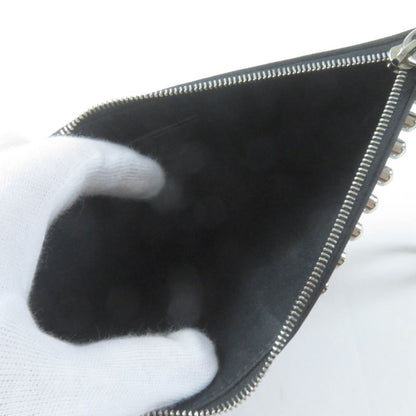 Fendi 8m0341 Carlito Karl Lagerfeld Motif Studded Leather Pouch Black Made In