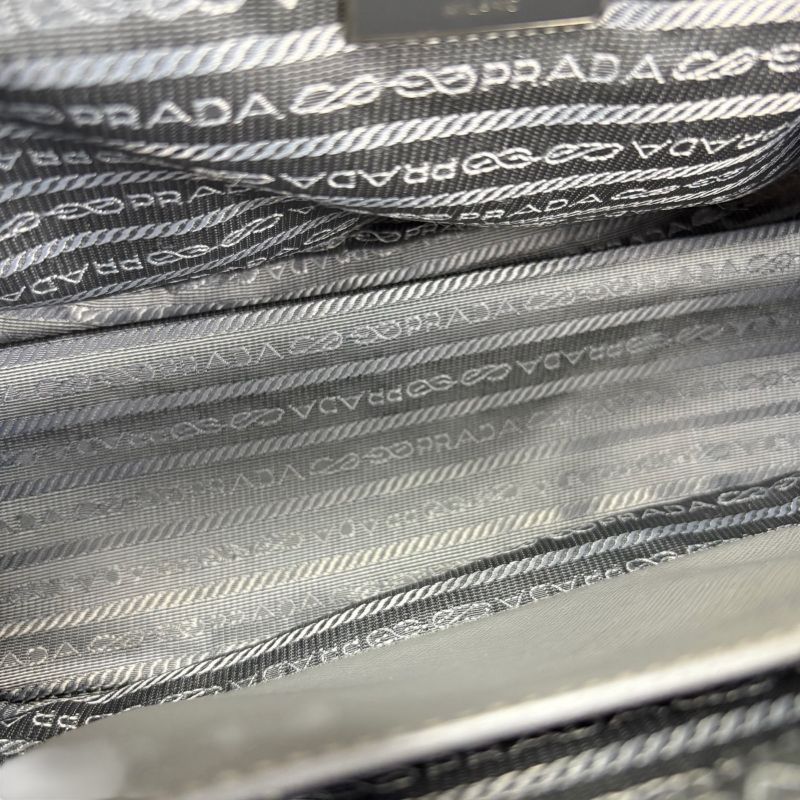 Prada Galleria 2WAY Mini Tote Shoulder Bag Saffiano Leather Light Gray