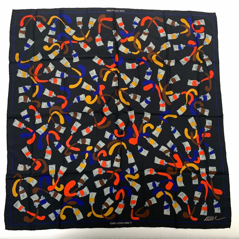 Louis Vuitton Louis Vuitton Silk Scarf Painted Black And Multicolor