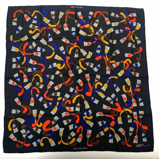 Louis Vuitton Louis Vuitton Silk Scarf Painted Black And Multicolor