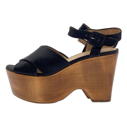 Celine - By Phoebe Philo Phoebe Wood Sole Strap Sandals - 38 1 2 - Black Brown