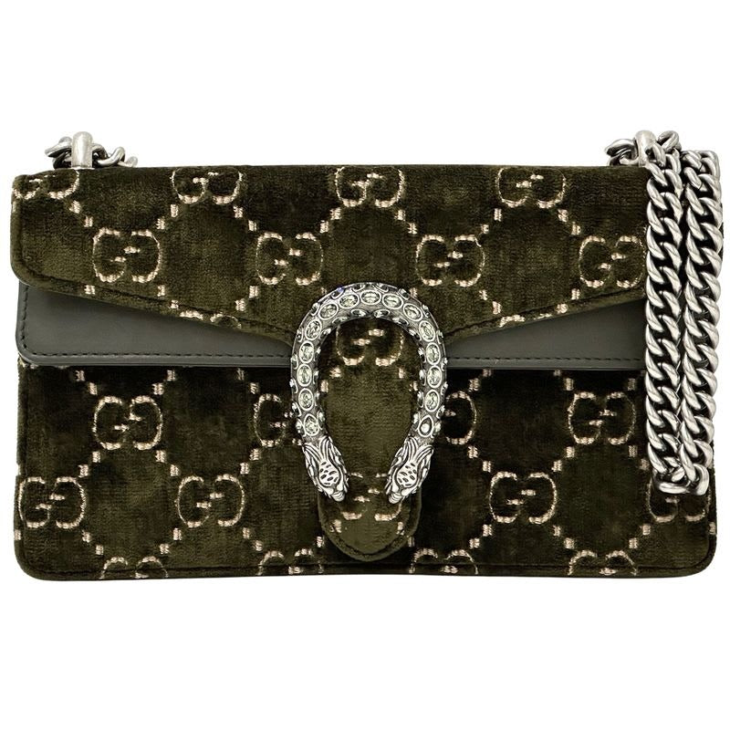 Gucci Bag Dionysus GG Suede Shoulder Leather Khaki