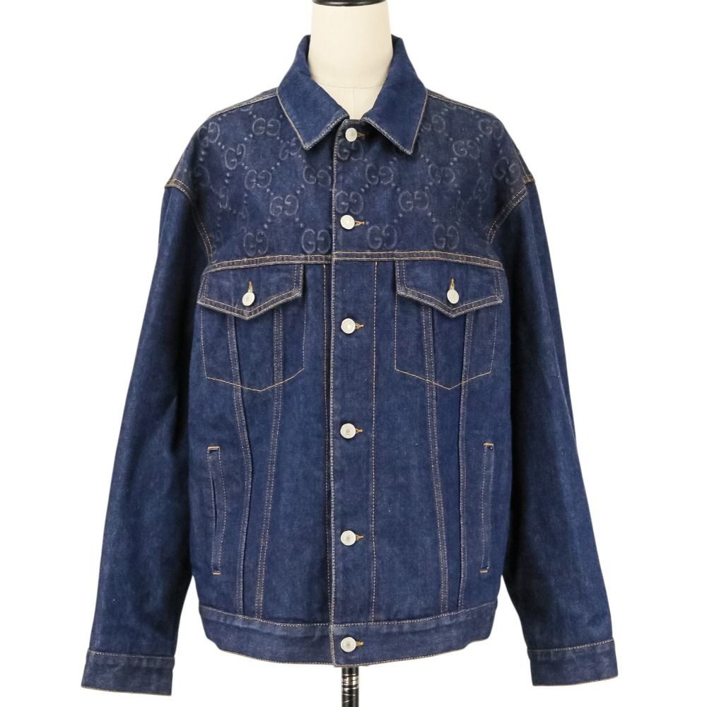 Gucci GG Embossed Denim Jacket Trucker Indigo