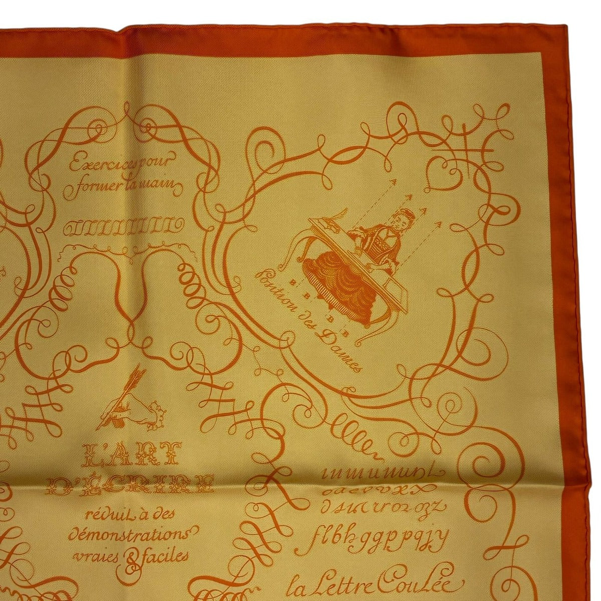 Hermes Scarf Silk Carre 45 Lart Decrire Calligraphy Art Yellow — view 4