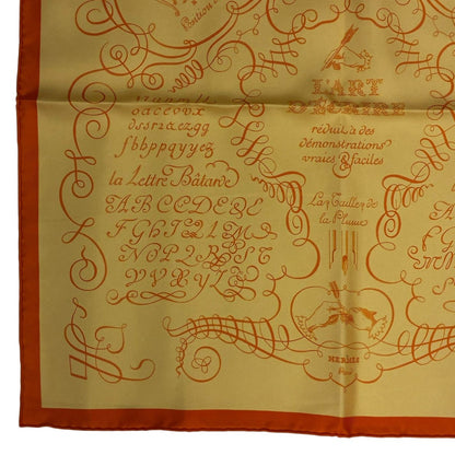 Hermes Scarf Silk Carre 45 Lart Decrire Calligraphy Art Yellow — view 5