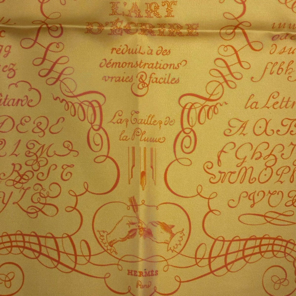 Hermes Scarf Silk Carre 45 Lart Decrire Calligraphy Art Yellow — view 7