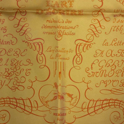 Hermes Scarf Silk Carre 45 Lart Decrire Calligraphy Art Yellow — view 7