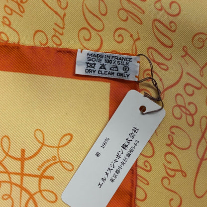 Hermes Scarf Silk Carre 45 Lart Decrire Calligraphy Art Yellow — view 9