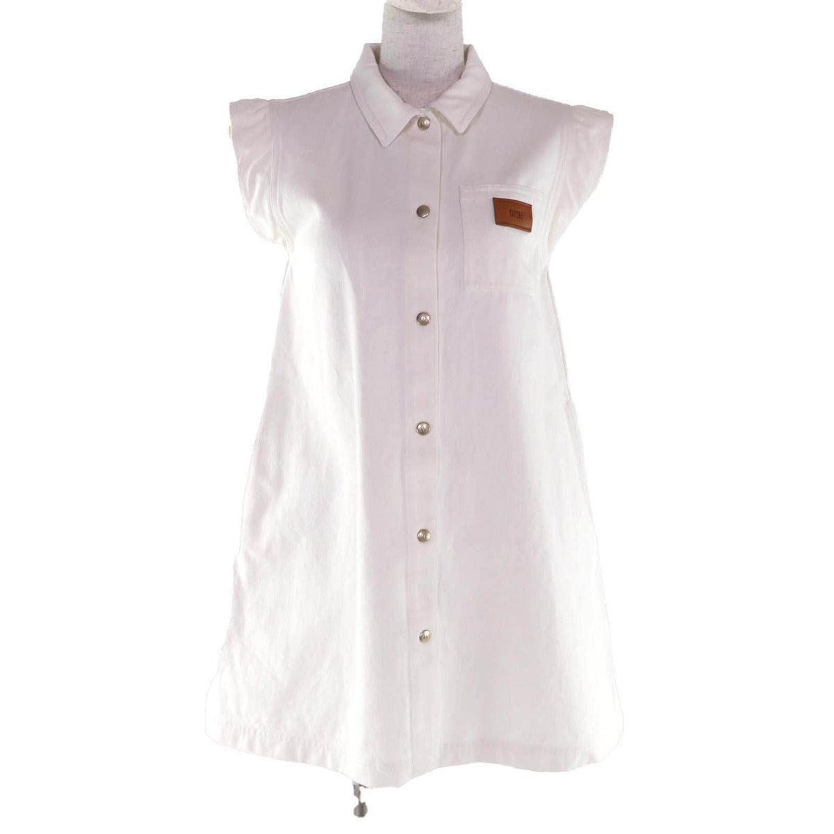 Dior Cotton Leather with Logo Patch Sleeveless Dress
