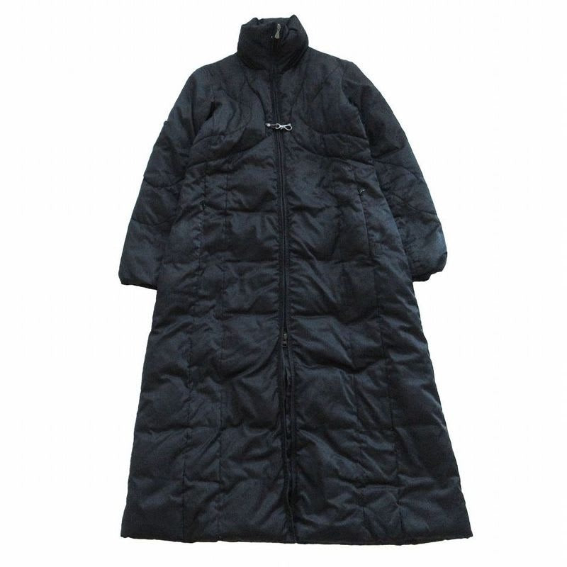 Versace Quilted Long Down Coat Outer Zip Up Black