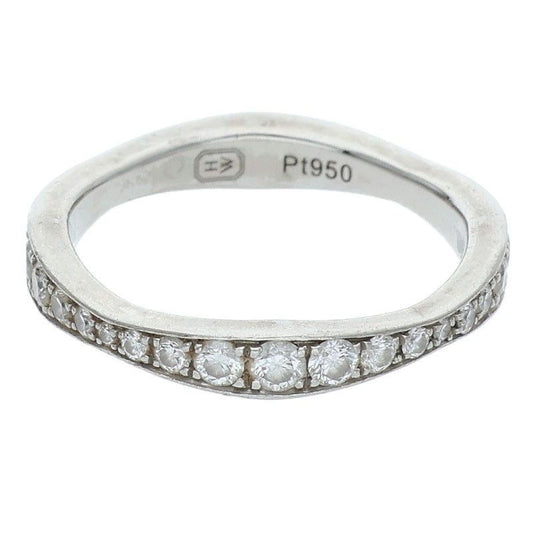 Harry Winston Pave Wave Band Ring Diamond Silver Clear