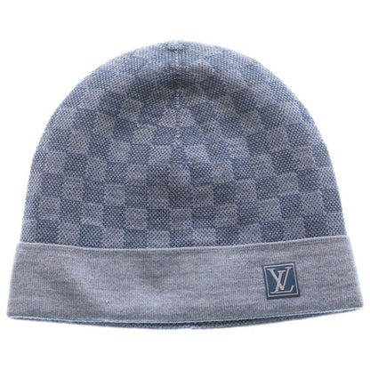 Louis Vuitton Bonnet Petit Knit Hat Beanie Damier Wool Blue