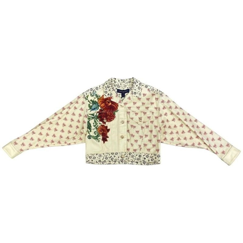 Louis Vuitton Denim Jacket Flja37 Fx0 Size 34 Yellow Flower Rw212 W