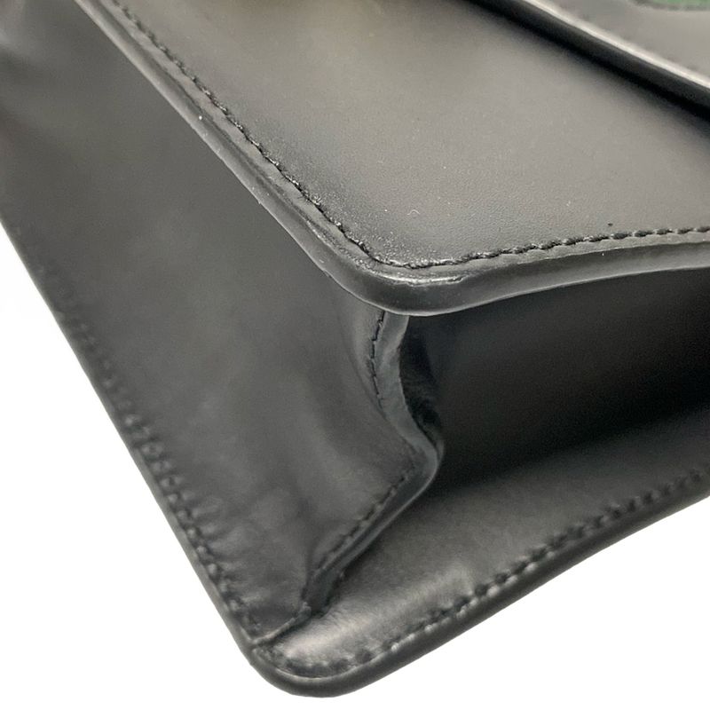 Gucci Shoulder Bag Sylvie Mini 431666 Black Green And Red Chain Shoulder Leather