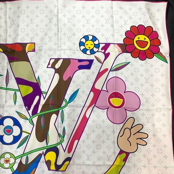 Louis Vuitton Takashi Murakami Collaboration Lvlogo Super Flat Blanc Carre 90