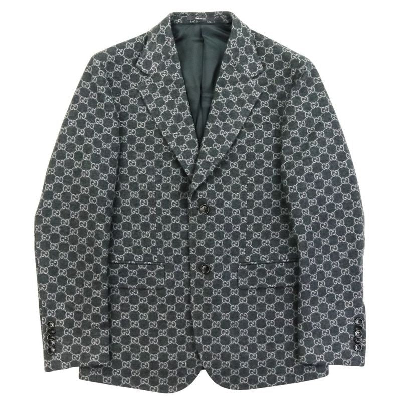 Gucci GG Wool Flannel Tailored Jacket Size 46 Gray 24SS