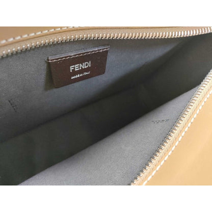 Fendi Clutch Zucca Brown Leather Silver — view 10