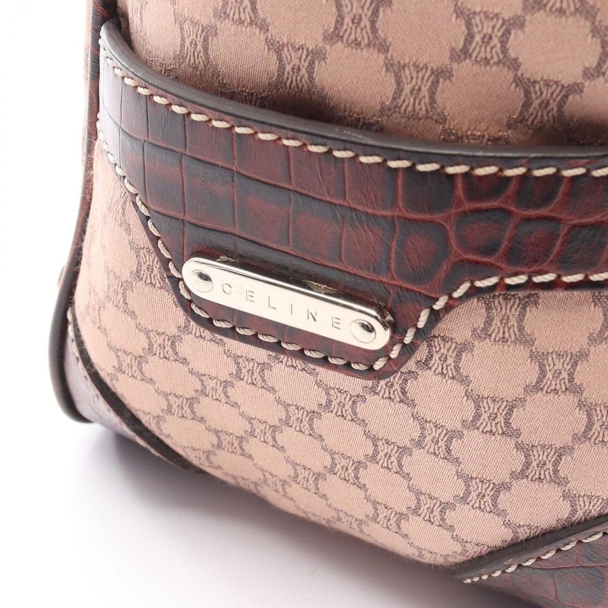 Celine Handbag Boogie Bag Macadam Light Rose Canvas Leather — view 6