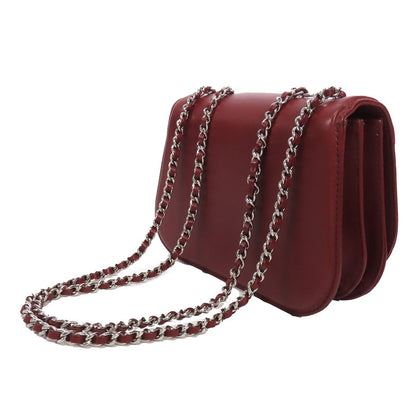 Chanel Braid Chain Burgundy Silver Calfskin Turnlock Braided Shoulder Bag — view 2