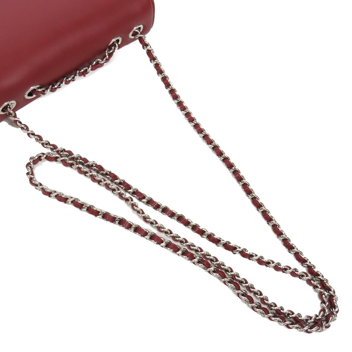 Chanel Braid Chain Burgundy Silver Calfskin Turnlock Braided Shoulder Bag — view 4